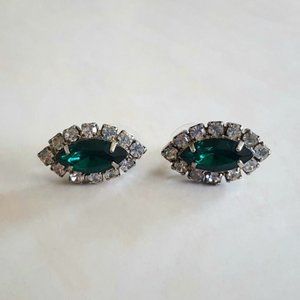Vintage Emerald Pave Crystal Earrings